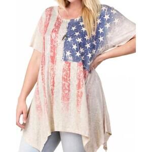 NEW VOCAL APPAREL flag shirt with sleeves embellishments in silver